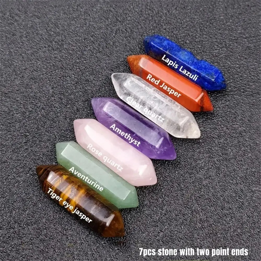 14pcs Pointed Quartz Crystal and Chakra Healing Stones Set
